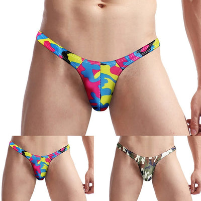 Traje de Baño Hombre T-back con Estampado a Color