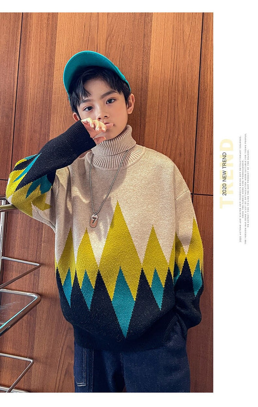 Suéter de Cuello Alto Invierno para Niños - Estilo Moderno - Image 10