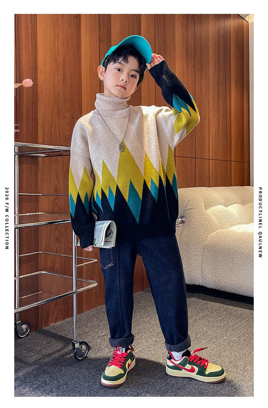 Suéter de Cuello Alto Invierno para Niños - Estilo Moderno - Image 11