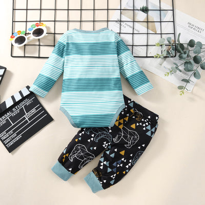 Conjunto Infantil de Dos Piezas con Romper a Rayas de Manga Larga - Image 9