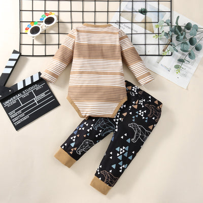 Conjunto Infantil de Dos Piezas con Romper a Rayas de Manga Larga - Image 14