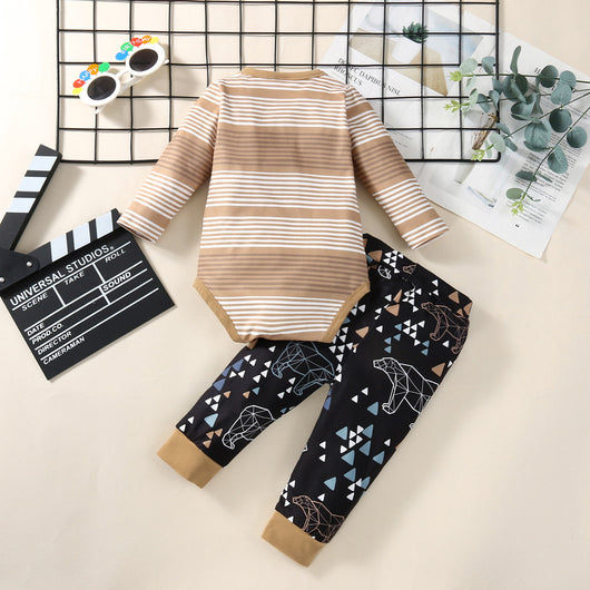 Conjunto Infantil de Dos Piezas con Romper a Rayas de Manga Larga - Image 14