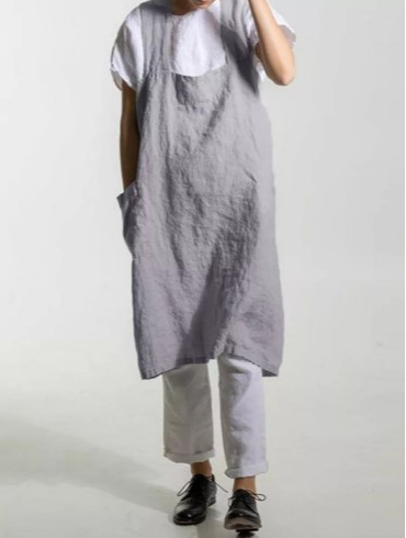 Vestido Talla Grande Otoño Invierno sin Mangas con Bolsillos y Tirantes - Image 8