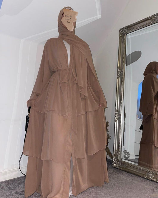 Bata Larga de Gasa Perla en Tres Capas - Vestido Fluido y Elegante - Image 22