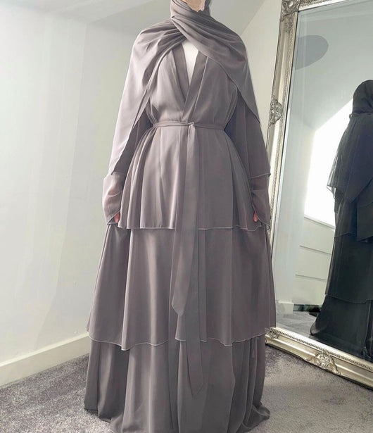 Bata Larga de Gasa Perla en Tres Capas - Vestido Fluido y Elegante - Image 24