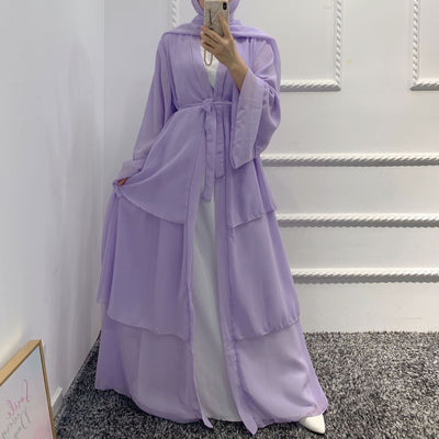Bata Larga de Gasa Perla en Tres Capas - Vestido Fluido y Elegante - Image 26