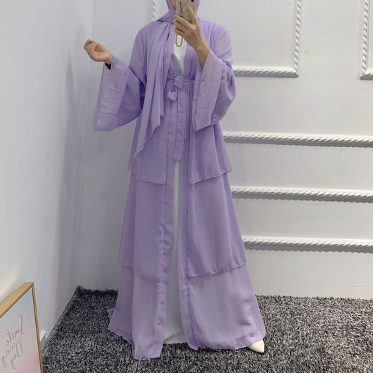 Bata Larga de Gasa Perla en Tres Capas - Vestido Fluido y Elegante - Image 27