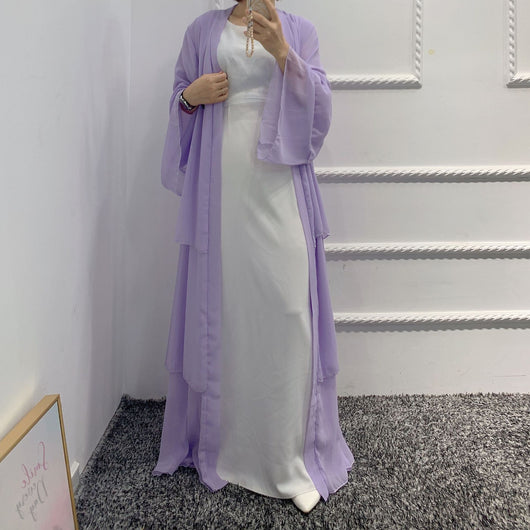 Bata Larga de Gasa Perla en Tres Capas - Vestido Fluido y Elegante - Image 28