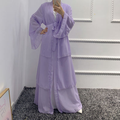 Bata Larga de Gasa Perla en Tres Capas - Vestido Fluido y Elegante - Image 29