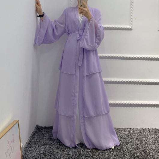 Bata Larga de Gasa Perla en Tres Capas - Vestido Fluido y Elegante - Image 30