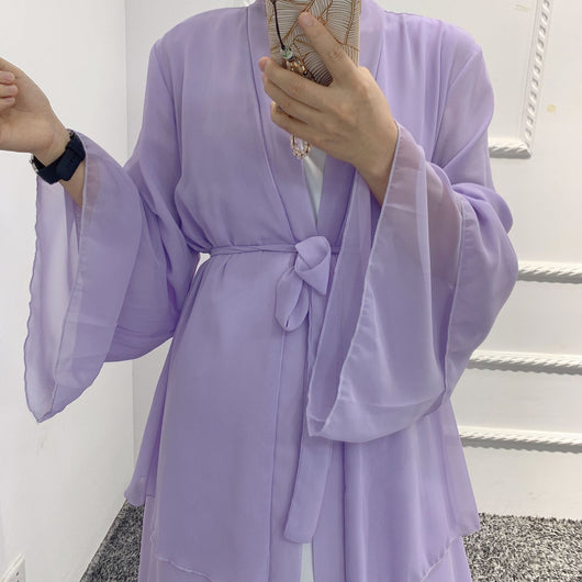 Bata Larga de Gasa Perla en Tres Capas - Vestido Fluido y Elegante - Image 31