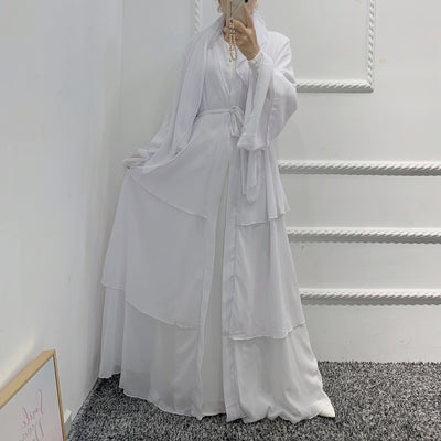 Bata Larga de Gasa Perla en Tres Capas - Vestido Fluido y Elegante - Image 33