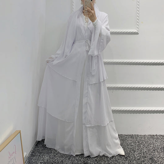 Bata Larga de Gasa Perla en Tres Capas - Vestido Fluido y Elegante - Image 33