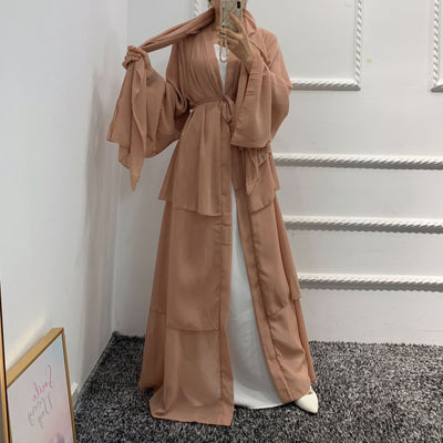 Bata Larga de Gasa Perla en Tres Capas - Vestido Fluido y Elegante - Image 35