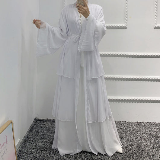 Bata Larga de Gasa Perla en Tres Capas - Vestido Fluido y Elegante - Image 38