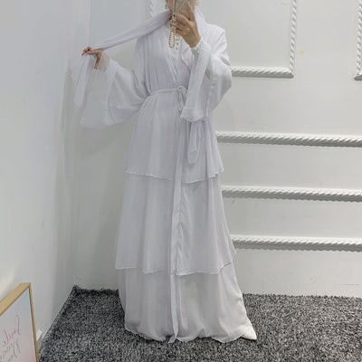Bata Larga de Gasa Perla en Tres Capas - Vestido Fluido y Elegante - Image 39
