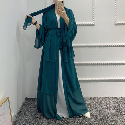 Bata Larga de Gasa Perla en Tres Capas - Vestido Fluido y Elegante - Image 43