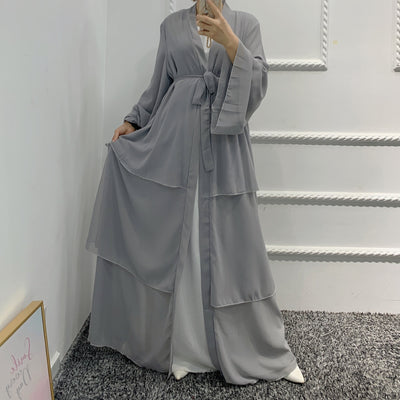 Bata Larga de Gasa Perla en Tres Capas - Vestido Fluido y Elegante - Image 44