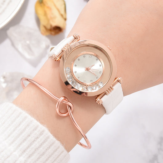 Reloj de Moda con Cristales Brillantes y Correa de Cuero Serpentina - Image 16
