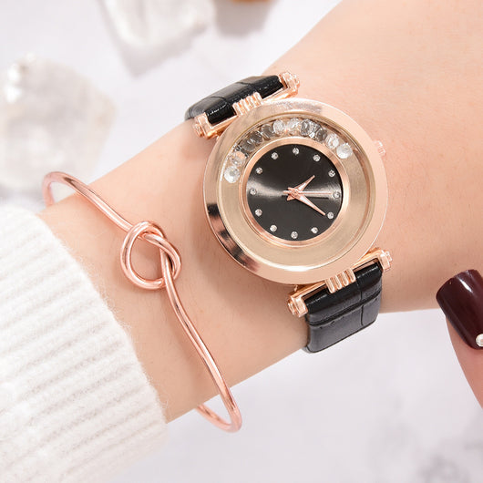Reloj de Moda con Cristales Brillantes y Correa de Cuero Serpentina - Image 18