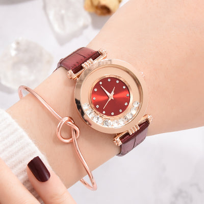 Reloj de Moda con Cristales Brillantes y Correa de Cuero Serpentina - Image 19