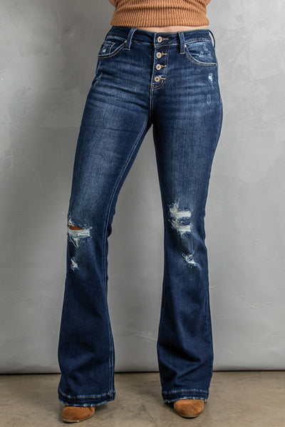 Jeans Talle Alto Slim Fit con Rotos Efecto Lavado para Mujer - Image 7