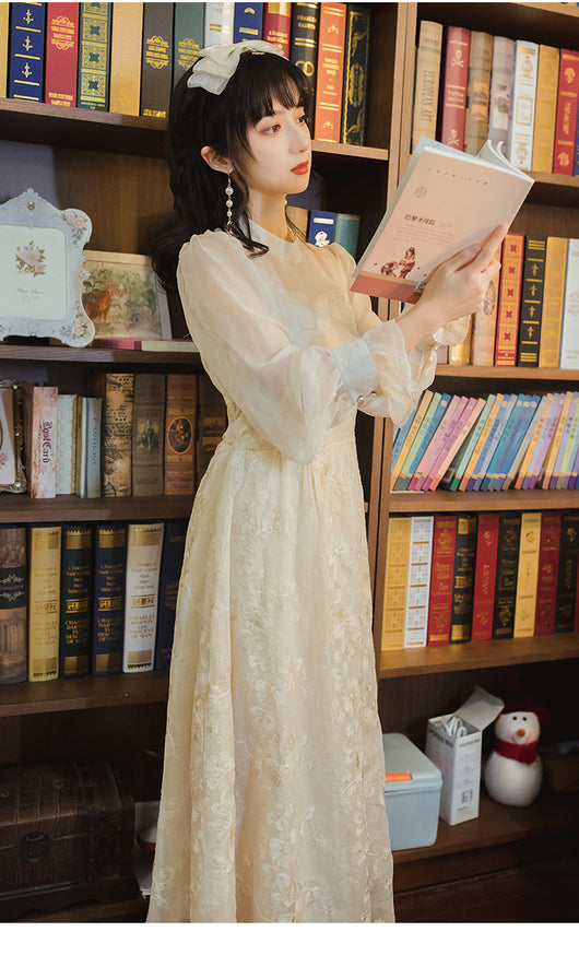 Vestido Cheongsam de Encaje con Falda Larga Estilo Hada - Image 8
