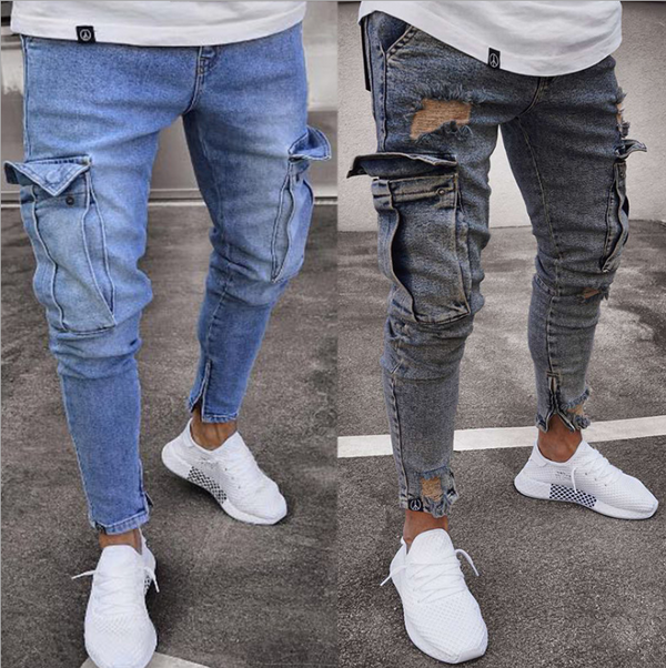 Pantalones Vaqueros Cargo con Bolsillos Laterales para Hombre