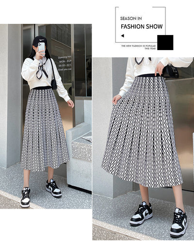 Falda Paraguas Estampada Cintura Alta con Hilo Core-spun - Image 10