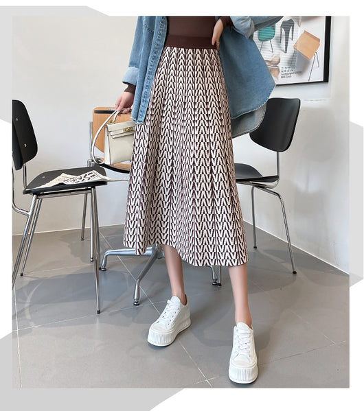 Falda Paraguas Estampada Cintura Alta con Hilo Core-spun - Image 22