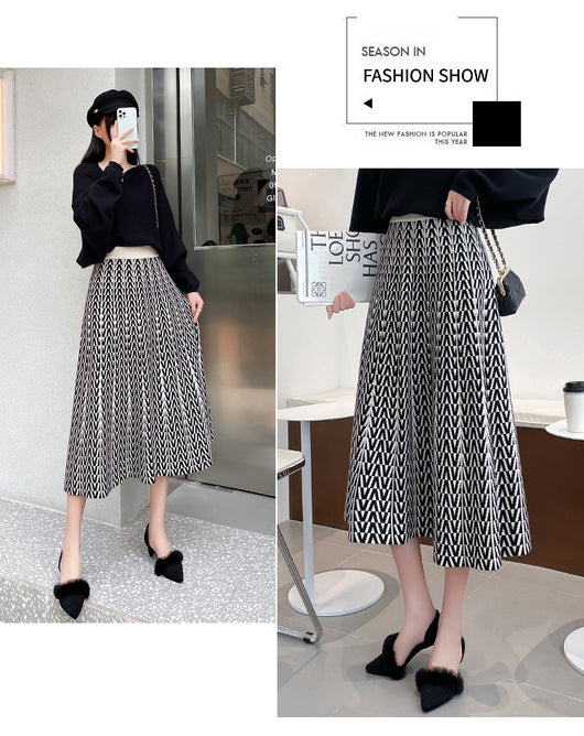 Falda Paraguas Estampada Cintura Alta con Hilo Core-spun - Image 26