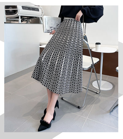 Falda Paraguas Estampada Cintura Alta con Hilo Core-spun - Image 27