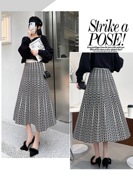 Falda Paraguas Estampada Cintura Alta con Hilo Core-spun - Image 28