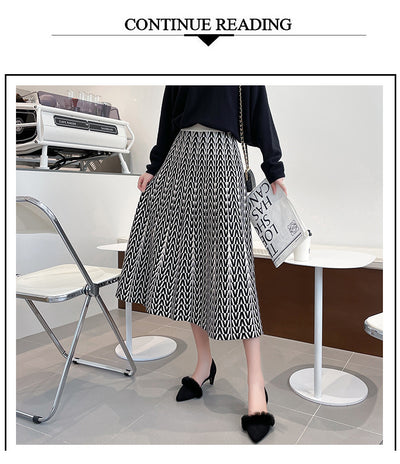 Falda Paraguas Estampada Cintura Alta con Hilo Core-spun - Image 29