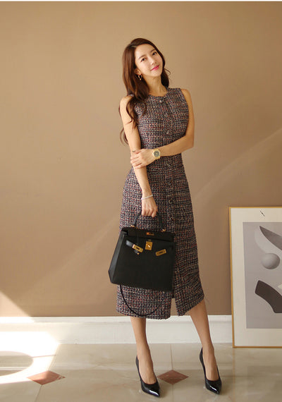 Conjunto Elegante Dos Piezas: Abrigo de Lana Ajustado y Falda Cuello Redondo - Image 16