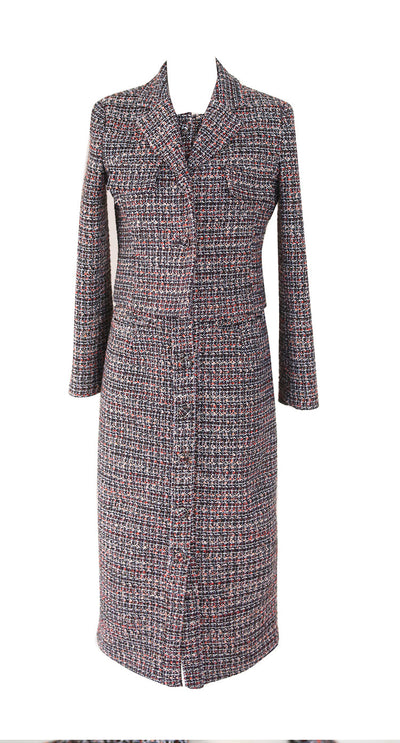 Conjunto Elegante Dos Piezas: Abrigo de Lana Ajustado y Falda Cuello Redondo - Image 22