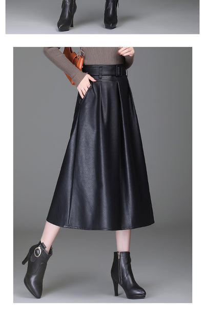 Falda de Cuero PU Cintura Alta Estilo Western - Efecto Adelgazante - Image 7
