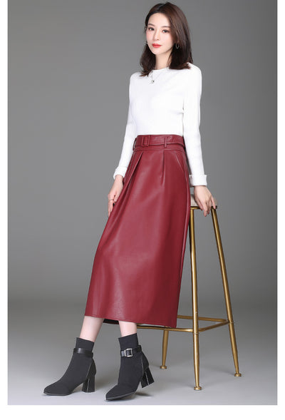 Falda de Cuero PU Cintura Alta Estilo Western - Efecto Adelgazante - Image 11