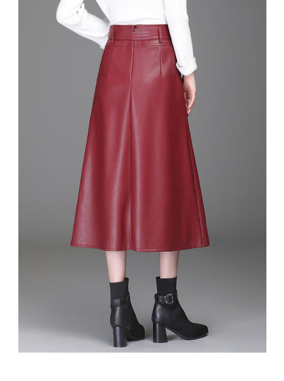 Falda de Cuero PU Cintura Alta Estilo Western - Efecto Adelgazante - Image 12