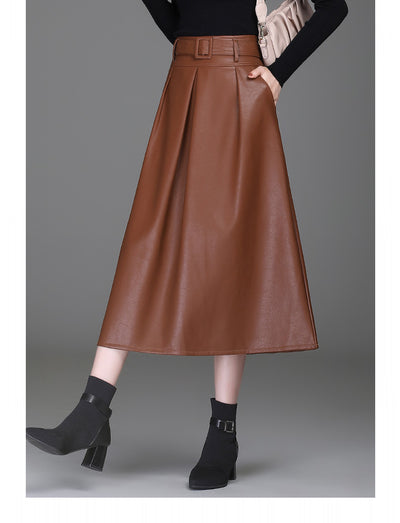 Falda de Cuero PU Cintura Alta Estilo Western - Efecto Adelgazante - Image 13