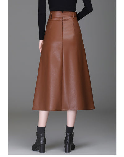 Falda de Cuero PU Cintura Alta Estilo Western - Efecto Adelgazante - Image 15