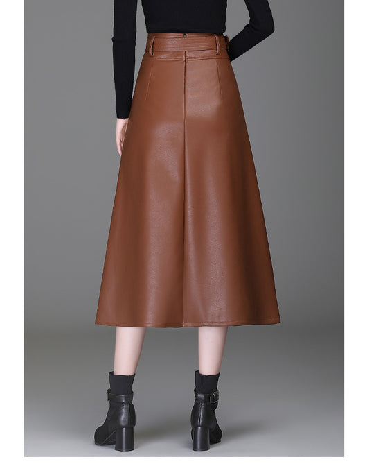 Falda de Cuero PU Cintura Alta Estilo Western - Efecto Adelgazante - Image 15