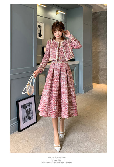 Traje de Vestir para Dama con Detalles de Seda y Tweed - Image 6