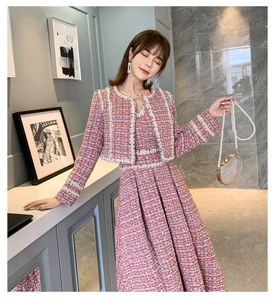 Traje de Vestir para Dama con Detalles de Seda y Tweed - Image 7