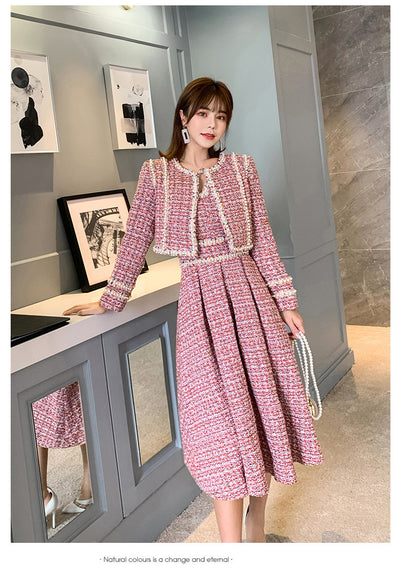 Traje de Vestir para Dama con Detalles de Seda y Tweed - Image 8