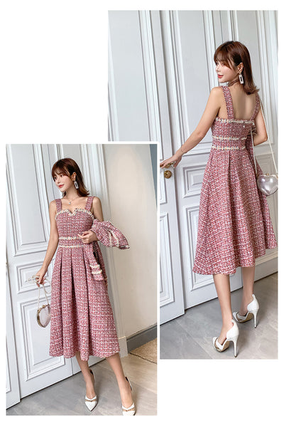 Traje de Vestir para Dama con Detalles de Seda y Tweed - Image 9
