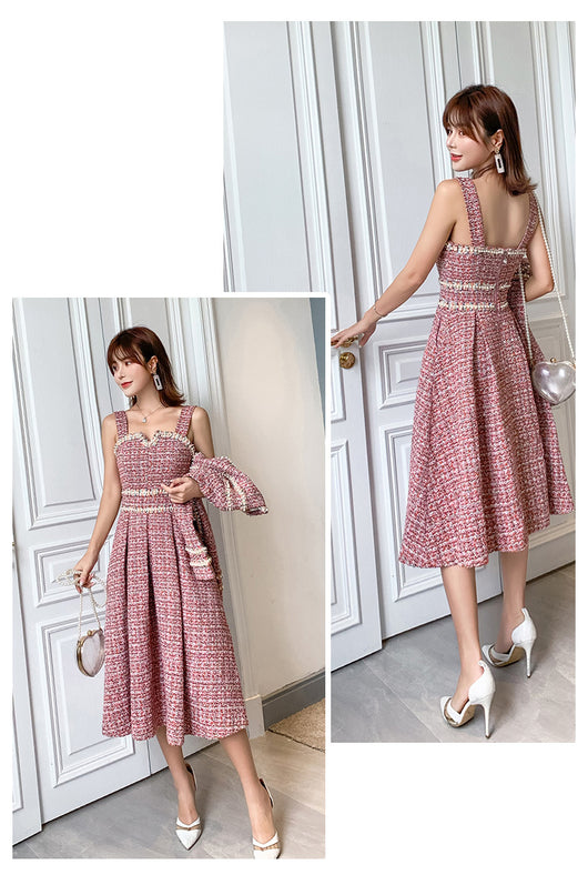 Traje de Vestir para Dama con Detalles de Seda y Tweed - Image 9