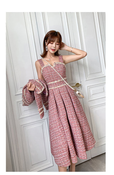Traje de Vestir para Dama con Detalles de Seda y Tweed - Image 10