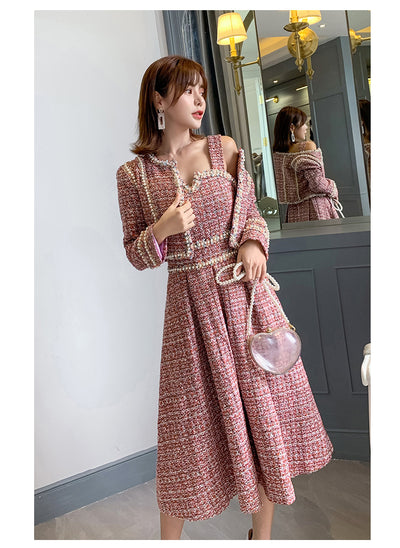 Traje de Vestir para Dama con Detalles de Seda y Tweed - Image 12