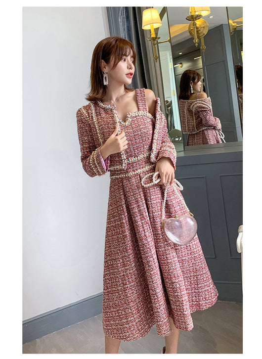 Traje de Vestir para Dama con Detalles de Seda y Tweed - Image 12
